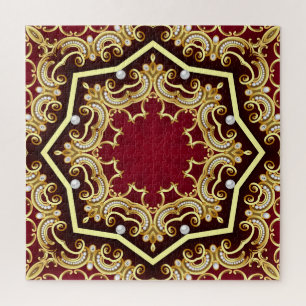 Quebra-cabeça Fundo de Ilustração de Quadro Dourado Pérola