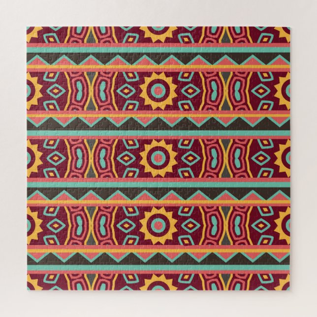 Quebra-cabeça Fundo Escuro: Étnico Aztec Sem Costura (Vertical)