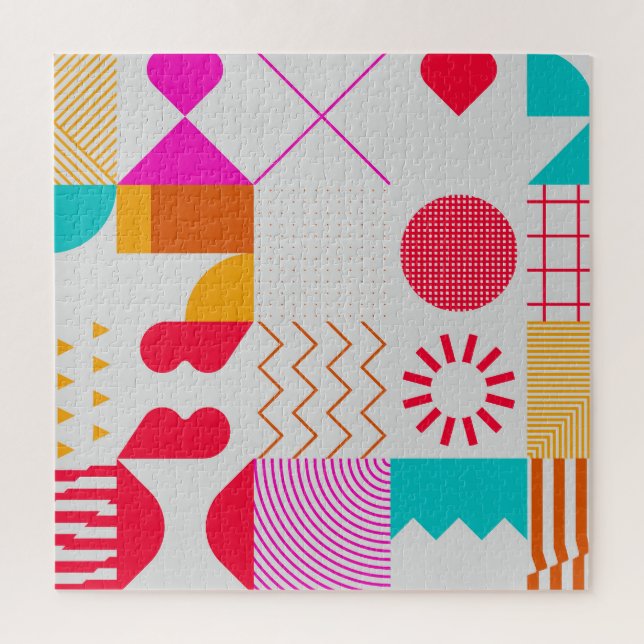 Quebra-cabeça Fundo Geométrico de Trendy dos anos 80 a 90 (Vertical)