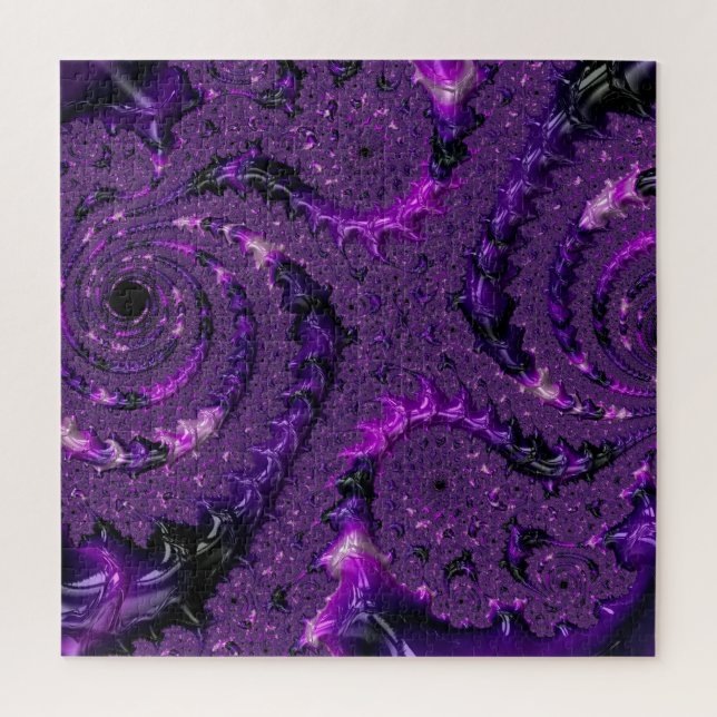Quebra-cabeça Funky Bold Boho Roxo Abstrato Digital Fractal (Vertical)