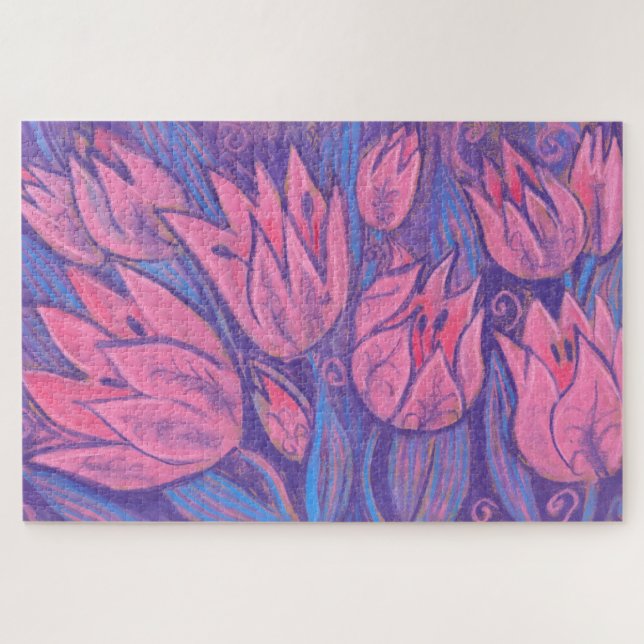 Quebra-cabeça Funky Tulips Flores Flores Pastéis Florais (Horizontal)