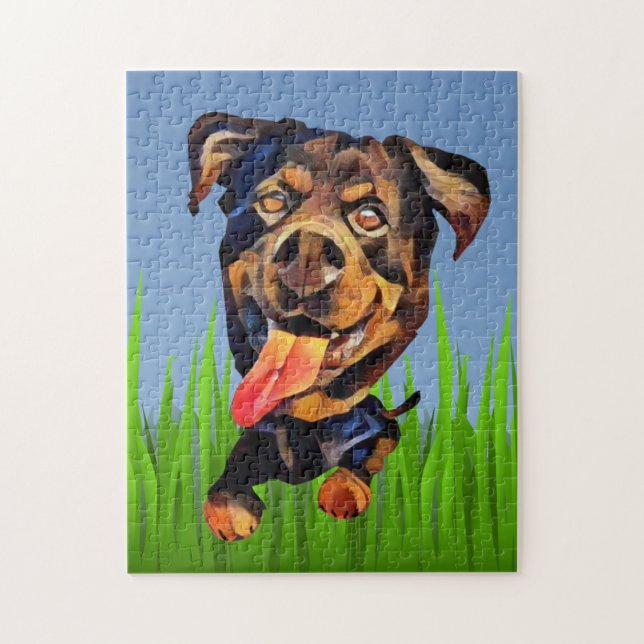 Quebra-cabeça Funny Cartoon Rottweiler Dog 252 Piece Puzzle (Vertical)