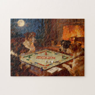 Quebra-cabeça Funny Cute Dogs Playing A Board Game