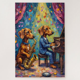Quebra-cabeça Funny Dachshund Jazz Band Music Dog Lover Art