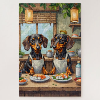 Quebra-cabeça Funny Dachshund Sushi Bar Dog Lover Art