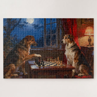 Quebra-cabeça Funny Dogs Playing Chess Dog Lover Gift
