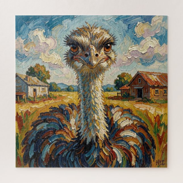 Quebra-cabeça Funny Impasto Ostrich on a Ranch  (Vertical)
