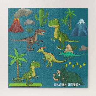 Quebra-cabeça Funny Jurassic monograma azul de montanha