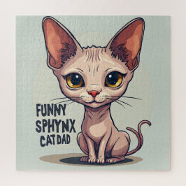 Quebra-cabeça Funny Sphynx Cat Dad Cartoon Art
