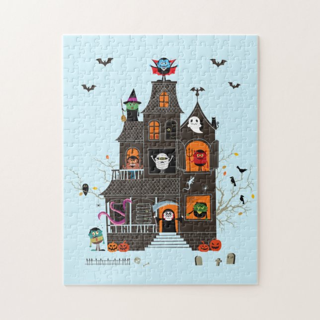 Quebra-cabeça Funny Spooky Monster Family Haunted House (Vertical)