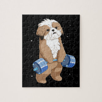 Quebra-cabeça Funny Weight Lifting Fitness Gym Shih Tzu Dog