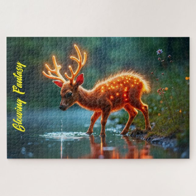 Quebra-cabeça Furos de água da fauna de veados radiantes (Horizontal)