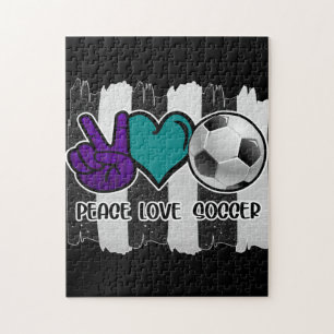 Quebra-cabeça Futebol de amor à paz em branco e preto