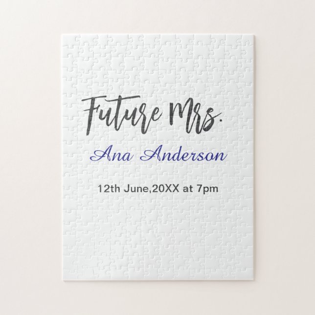 Quebra-cabeça Future mrs surname bride to be purple gray name da (Vertical)