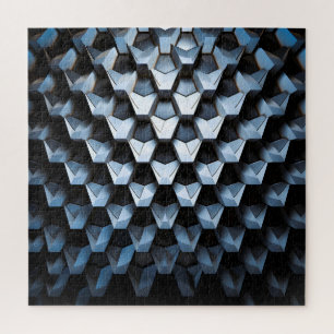 Quebra-cabeça Futurista Abstrato Azul Geométrico Metálico