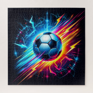 Quebra-cabeça Futurista Bola de Futebol Elétrico Relâmpago