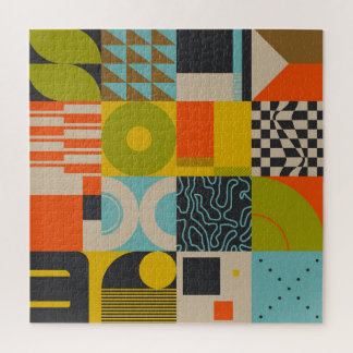 Quebra-cabeça Futuro retrô: trabalho de arte abstrato pastel.