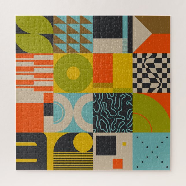 Quebra-cabeça Futuro retrô: trabalho de arte abstrato pastel. (Vertical)