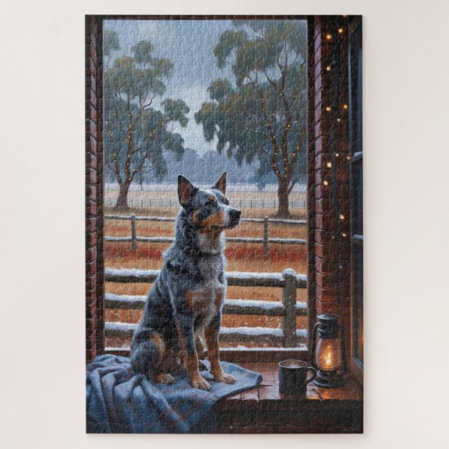 Quebra-cabeça Gado Australiano Com Luzes De Natal Feriado (Vertical)