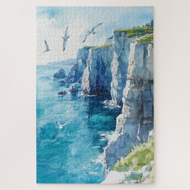 Quebra-cabeça Gaivotas sobre Cliff na costa (Vertical)
