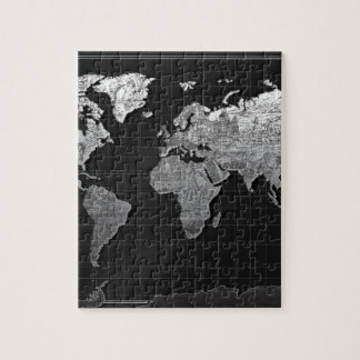 Quebra-cabeça galáxia 4 preto e branco do mapa do mundo