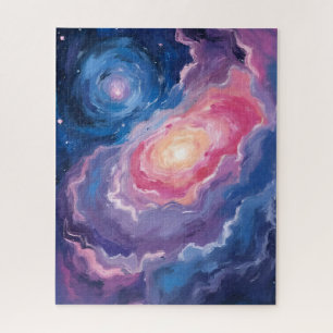 Quebra-cabeça Galáxia Acima Estrelas do Céu Aquarela Pastel