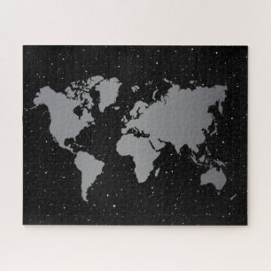 Quebra-cabeça Galáxia das Estrelas da Noite Negra e Mapa Mundial