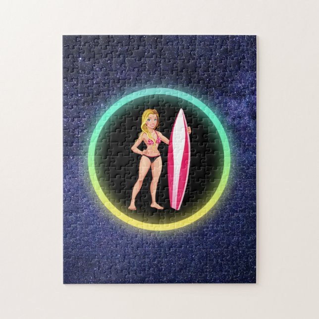 Quebra-cabeça Galáxia de adolescentes de surfista loira (Vertical)