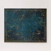 Galáxia de ouro azul da constelação de mapa celest