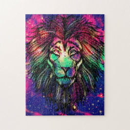 Quebra-cabeça Galáxia do Hipster Rainbow Lion