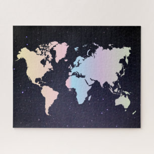 Quebra-cabeça Galáxia Noturna Cósmica e Mapa do Mundo Holográfic