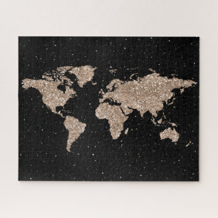 Quebra-cabeça Galáxia Noturna Cósmica e Mapa Mundial da Glitter