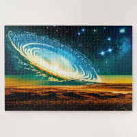 Galáxia Surreal Cósmica sobre o Planeta do Deserto