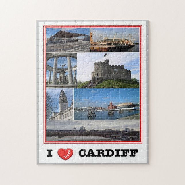 Quebra-cabeça Gales - Cardiff - I Love - (Vertical)