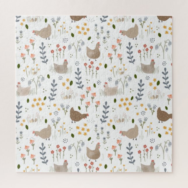 Quebra-cabeça Galinha Adolescente Farmácia Animal Bonito Floral (Vertical)