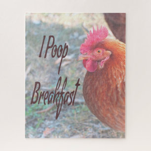 Quebra-cabeça Galinha, faço cocô no café da manhã.