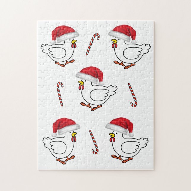 Quebra-cabeça Galinhas de Natal Feliz (Vertical)
