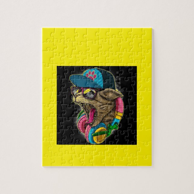 Quebra-cabeça gângster legal que bate o gato (Vertical)