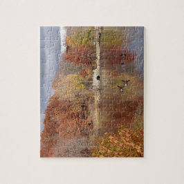 Quebra-cabeça Gansos em Cores de Queda Refletidas -