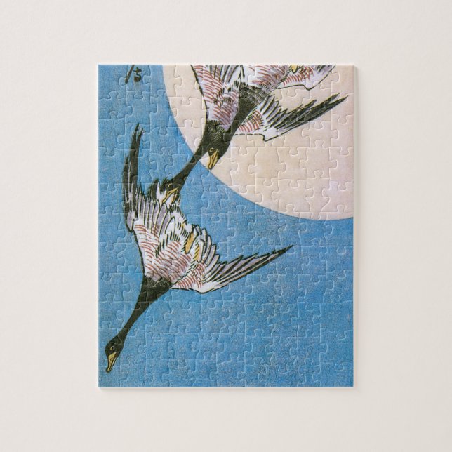 Quebra-cabeça Gansos Selvagens Voando Para Baixo Pela Lua, Hiros (Vertical)