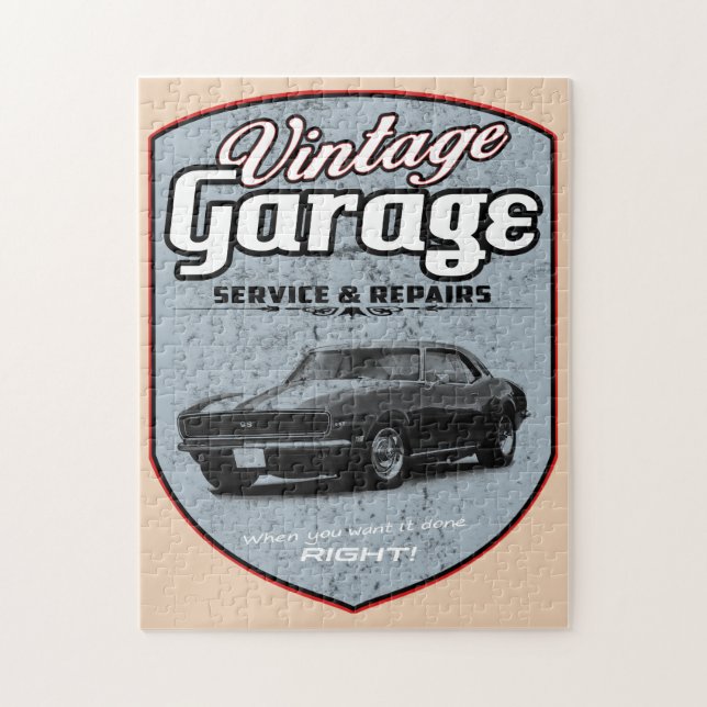 Quebra-cabeça Garagem Camaro retro do vintage (Vertical)