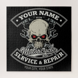 Quebra-cabeça Garagem Mecânica de Motocicletas de Biker de NOME 