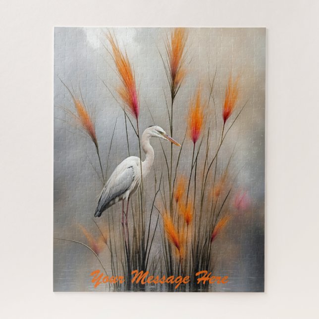 Quebra-cabeça Garça de Outono à Beira do Lago (Vertical)