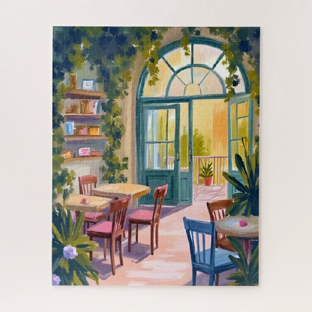 Quebra-cabeça Garden Cafe | Botanical Watercolor Painting (Vertical)