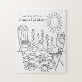 Quebra-cabeça Garden Tea Party & Sleeping Cat Jigsaw Puzzle