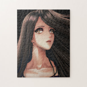 Quebra-cabeça Garota Anime Morena de Olhos Castanhos  
