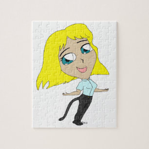 Quebra-cabeça garota chibi com uma cauda