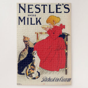 Quebra-cabeça Garota com Gatos, Poster vintage, Alexandre Steinl