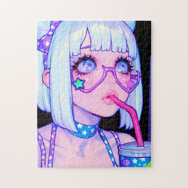 Quebra-cabeça Garota da Internet Pastel com Óculos de Estrela (Vertical)