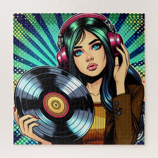 Quebra-cabeça Garota de estilo pop art em quadrinhos com álbum d (Vertical)